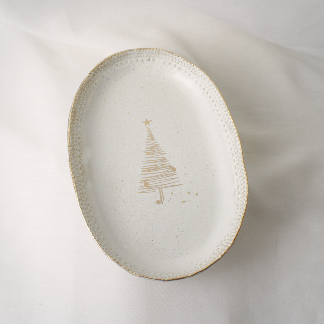 Schale weiß mit goldenem Bäumchen